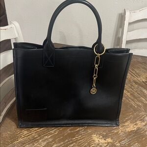 Sandro Black Tote with Gold Accents